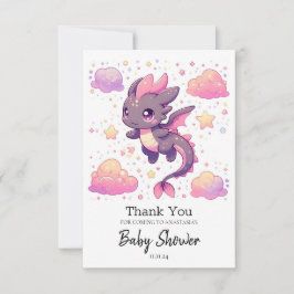 Tecknad Sweet Dragon Baby Shower Tack Kort