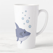 Tecknad Swimming Shark med Namn latte Mugg