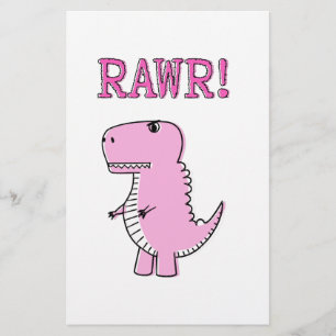 Tecknad T-Rex Dinosaur för Rosa av ljus och Arg