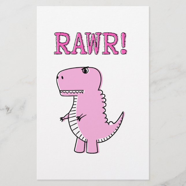Tecknad T-Rex Dinosaur för Rosa av ljus och Arg (Framsida)