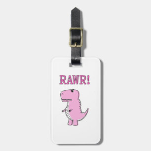 Tecknad T-Rex Dinosaur för Rosa av ljus och Arg Bagagebricka