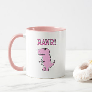 Tecknad T-Rex Dinosaur för Rosa av ljus och Arg Mugg