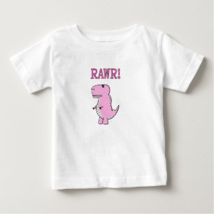 Tecknad T-Rex Dinosaur för Rosa av ljus och Arg T Shirt