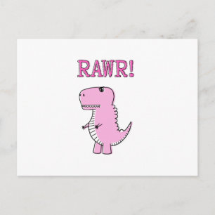 Tecknad T-Rex Dinosaur för Rosa av ljus och Arg Vykort
