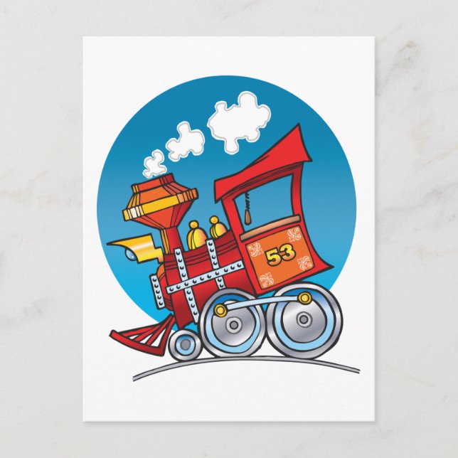 Tecknad Tåg motor Vykort (Framsida)