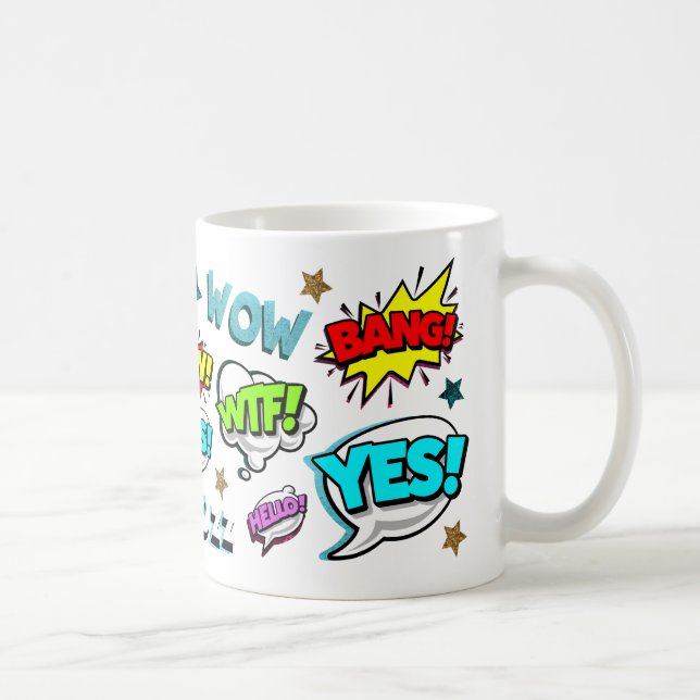 Tecknad Tal Bubbles Kaffemugg (Höger)