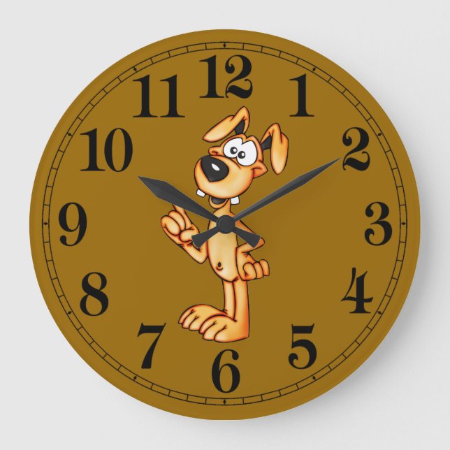 Tecknad Talar Hund Wall Clock Stor Klocka (Framsida)