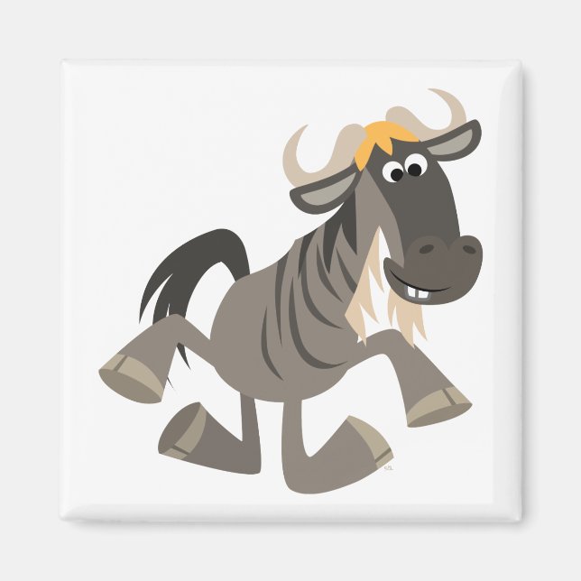 Tecknad Tap Dancing Wildebeest Magnet (Framsidan)