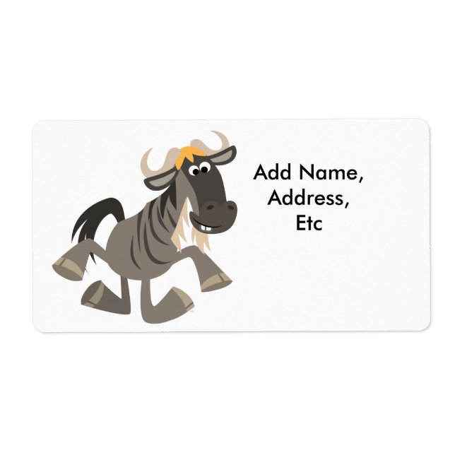 Tecknad Tap Dancing Wildebeest Shipping Label Fraktsedel (Framsidan)