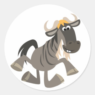 Tecknad Tap Dancing Wildebeest Sticker Runt Klistermärke