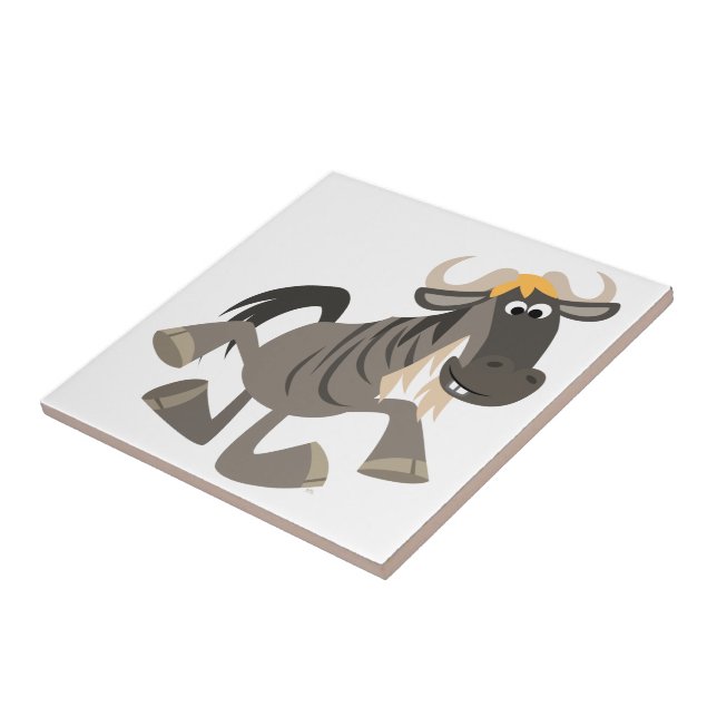 Tecknad Tap Dancing Wildebeest Tile Kakelplatta (Sidan)
