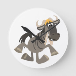 Tecknad Tap Dancing Wildebeest Wall Clock Rund Klocka