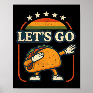 Tecknad Tariff Taco Dab Artwork Retro Sunset Stil Poster