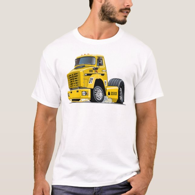 Tecknad tävlingslastbil t shirt (Framsida)