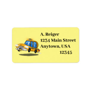 Tecknad Taxi Cab Adressetikett