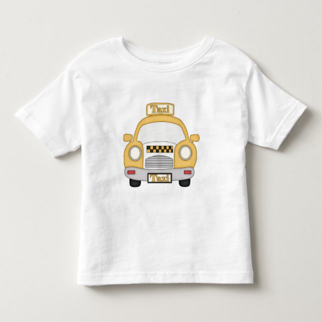 Tecknad Taxi Cab småbarn-pojkar t-shirt (Framsida)
