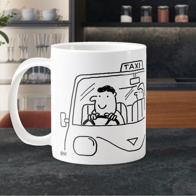 Tecknad Taxichaufför Jumbo Mugg (Large Mug for a Taxi Driver)