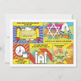 Tecknad Tecknad Bok Pub Mitzvah eller Bat mitzvah Inbjudningar