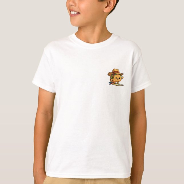 Tecknad Tecknad Karaktär Barn Surfing Taco T Shirt (Framsida)