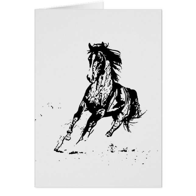 Tecknad Teckning Horse Hälsningskort (Framsidan)