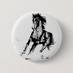 Tecknad Teckning Horse Knapp