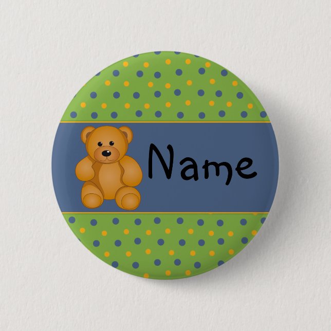 Tecknad Teddy Design Knapp (Framsida)