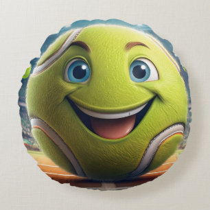 Tecknad Tennis Boll Round Pillow - Whimsisk Roligt Rund Kudde