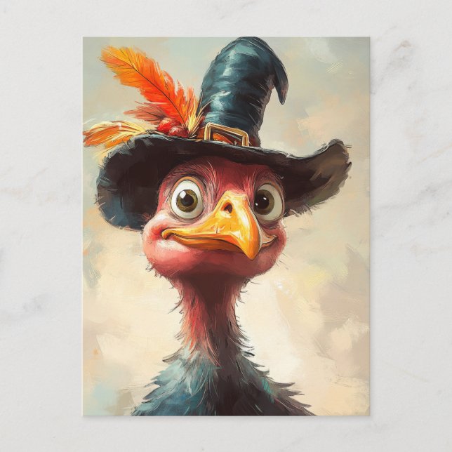 Tecknad Thanksgiving Turkiet Vykort (Framsida)