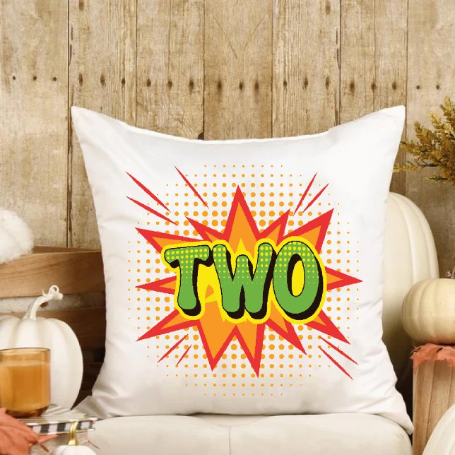 Tecknad Theme Småbarn Niece Nephew 2:a födelsedage Kudde (Comic Theme Toddler Niece Nephew 2nd Birthday Throw Pillow)