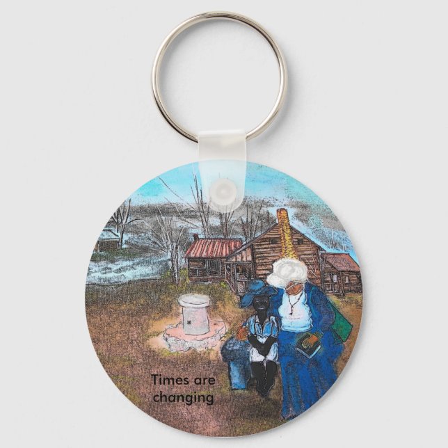 tecknad, tidpunkter förändras nyckelring (Framsida)