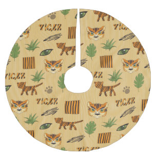 Tecknad Tiger: Cheerful Children's Mönster. Julgransmatta Borstad Polyester