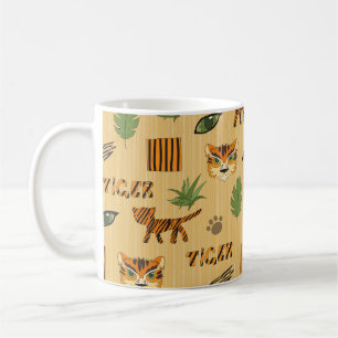 Tecknad Tiger: Cheerful Children's Mönster. Kaffemugg