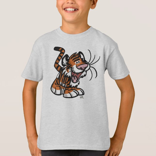 Tecknad Tiger Children T-Shirt (Framsida)