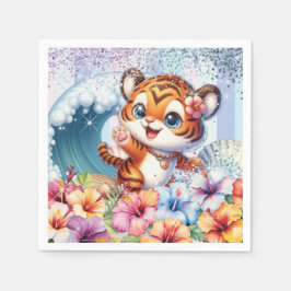 Tecknad tiger-fest servett