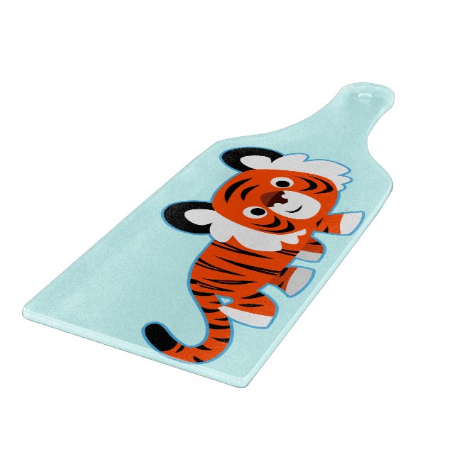Tecknad tiger på jakt skärbräda paddel (Hörn)