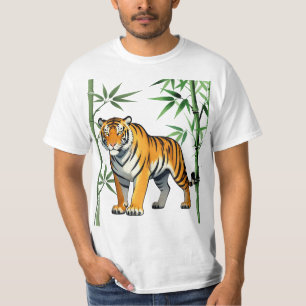Tecknad tigerpresent Tigerälskare Orange Svart T Shirt