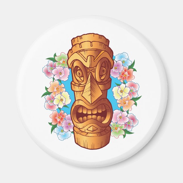 Tecknad Tiki Statue Magnet (Framsidan)