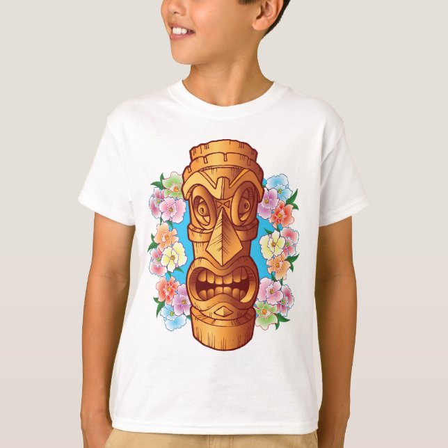 Tecknad Tiki Statue Tee (Framsida)