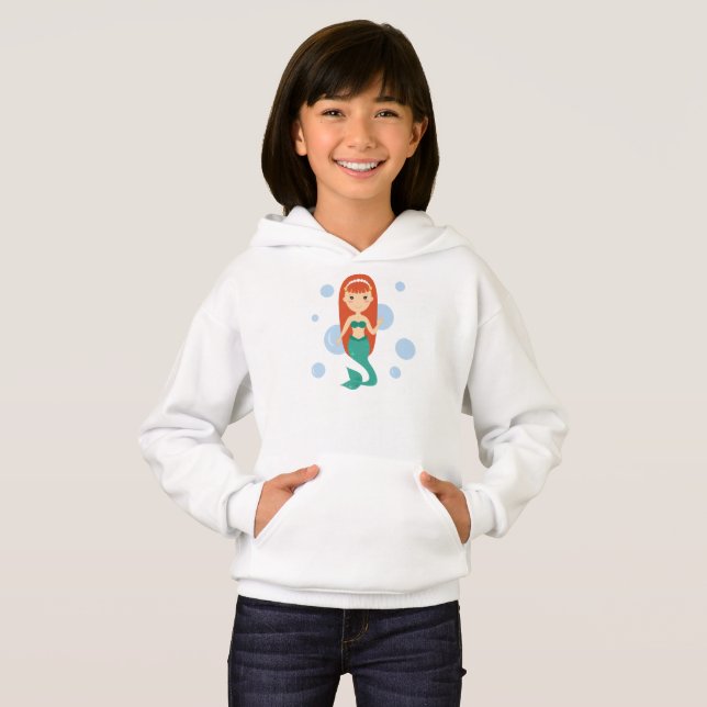Tecknad tjej, söt sjöjungfru prinsessa t shirt (Hel framsida)