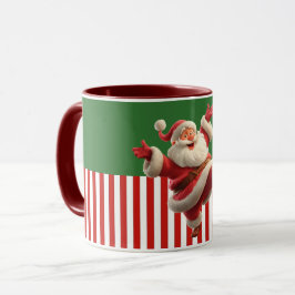 Tecknad tomte dansar glatt mugg