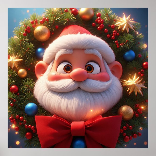 Tecknad tomte jul väggdekoration festlig poster (Framsidan)