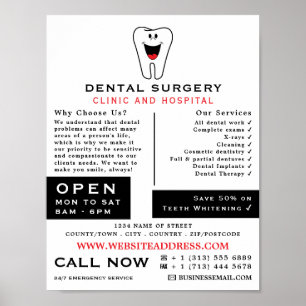 Tecknad Tooth Logotyp, Tandvård, dentistreklam Poster