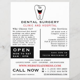 Tecknad Tooth Logotyp, Tandvård, dentistreklam Reklamblad