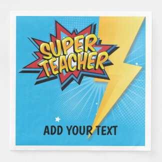 Tecknad Toppen Hero Teacher Lunch Napkin Pappersservett