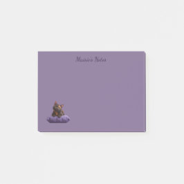Tecknad Tortoiseshell Kitten på Lila Cushion Post-it Block