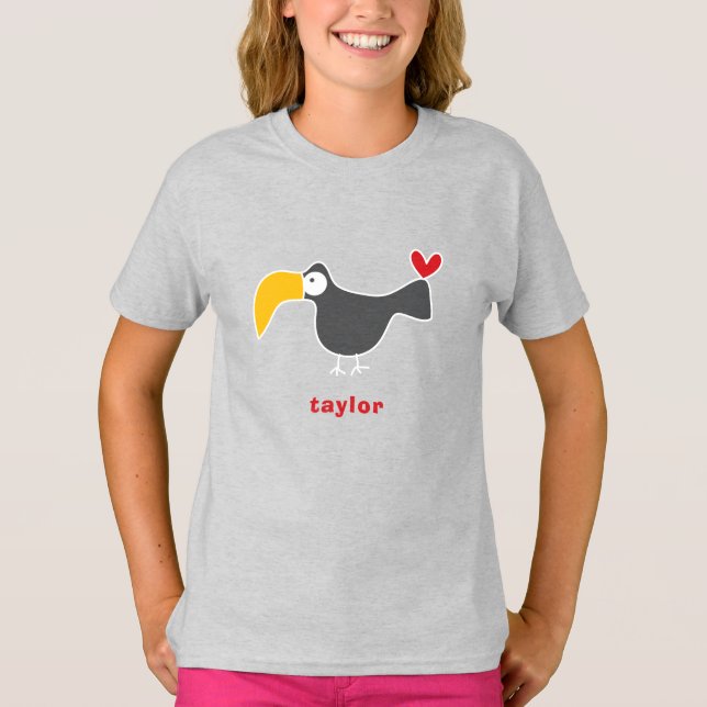 Tecknad Toucan Kid Cute Roligt Anpassningsbar Gift Tee (Framsida)