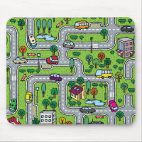 Tecknad Town Karta Mouse Pad