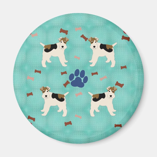 Tecknad Tråd Fox Terrier Magnet (Framsidan)