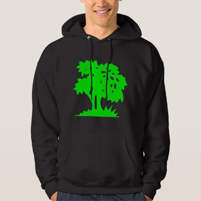 Tecknad Träd - Grön Hoodie (Framsida)