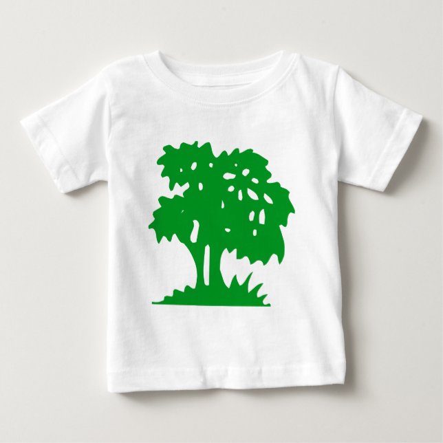 Tecknad Träd - Grönt av gräs T-shirt (Framsida)